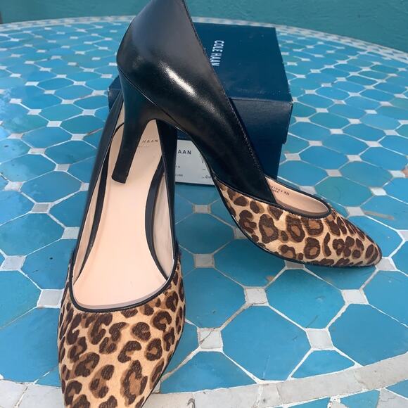 NEW/BOX COLE HAAN KYLE ANIMAL PRINT LEOPARD LEATHER PUMPS - Picture 2 of 9